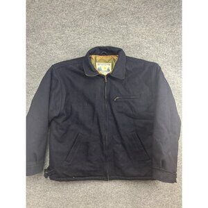 Woodsman ATA Jacket Mens XL Blue Wool Bomber Quilted Lined Full Zip Outdoor